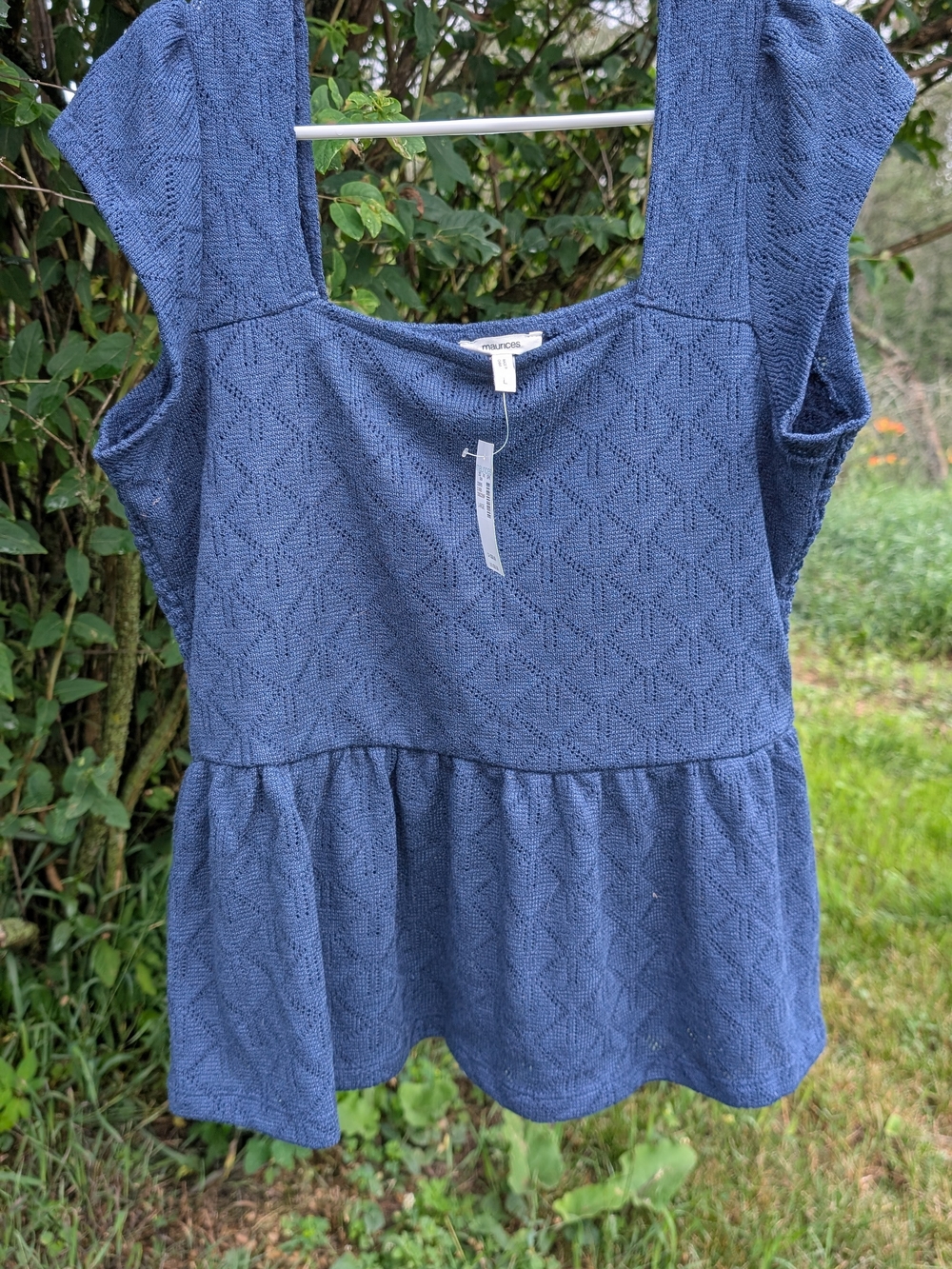 Maurices Blue Knit Peplum Square Neck Top
